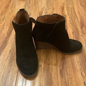 Lucky Brand wedge booties, black, size 8.5.